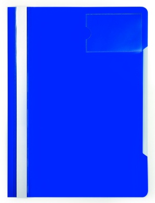 Папка-скоросшиватель Бюрократ -PS-V20BLU A4 прозрач.верх.лист карм.для визит. пластик синий 0.12/0.16