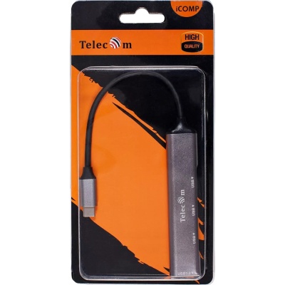 Переходник USB 3.1 Type-C-->USB3.0+3 USB2.0, Aluminum Shell, 0.2м Telecom <TA308C> VCOM Мультифункциональный хаб Telecom USB 3.1 Type C M/USB 3.0 F/3 x USB 2.0 F (TA308C)