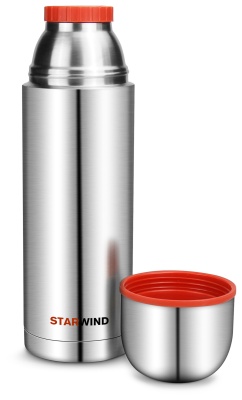 Термос Starwind 20-1000 1л. серебристый/красный картонная коробка
