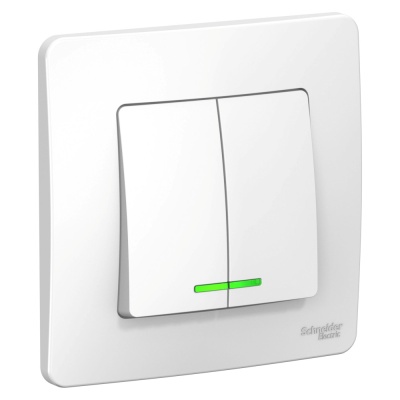 Systeme electric BLNVS010511 BLANCA С/У 2-клавишный ВЫКЛЮЧАТЕЛЬ ( c х .5) с подсветкой, 10А, 250B, БЕЛЫЙ