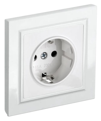 Розетка силов. IEK Brite РСР14-1-0-БрБ BR-R14-16-K01-F одинар. скрыт. зазем. штор. белый (упак.:1шт)