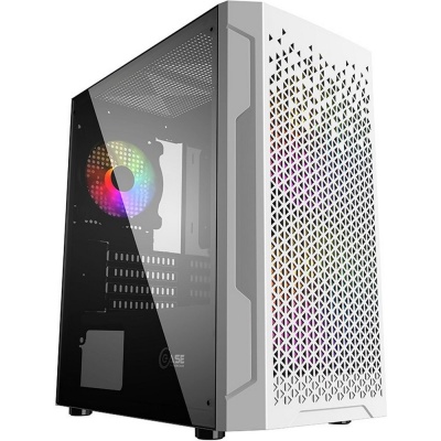Корпус Powercase Mistral Micro Z3W Mesh LED, Tempered Glass, 2x 140mm + 1х 120mm 5-color fan, белый, mATX  (CMIMZW-L3)