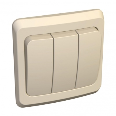 Systeme electric BC10-003K ЭТЮД С/У 3-клавишный ВЫКЛЮЧАТЕЛЬ 10 АХ, КРЕМОВЫЙ, Россия