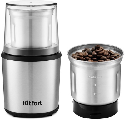 Кофемолка Kitfort КТ-757 сист.помол.:жернова нержавеющая сталь/черный