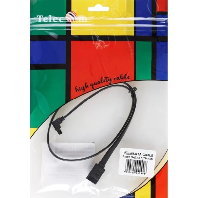 Кабель SATA M --SATA M 3.0V 7 pin  угловой разъем Telecom  0.5m <TUS705-0.5M> VCOM Кабель-переходник Telecom SATA III/SATA III (TUS705-0.5M)