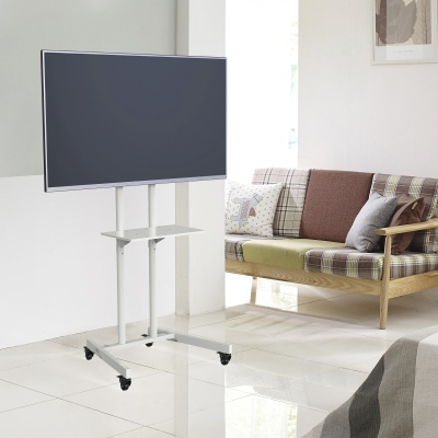 Стойка для телевизора Cactus CS-ST04, 37-70", напольный, мобильный,  белый  [cs-st04wt]