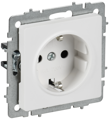 BRITE Розетка 1-местная с заземлением с защитными шторками 16А РС14-1-0-БрАБ арктический белый IEK