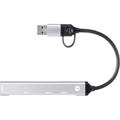 Адаптер TypeC+adapter-->USB3.0+2USB2,0+SD+TF, VCOM <DH297> Адаптер VCOM USB 2.0 Type-C+USB 2.0 Type-AM/USB 3.0+2 x USB 2.0 Type-AF+TF+SD (DH297)