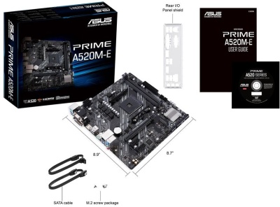 Материнская плата Asus PRIME A520M-E Soc-AM4 AMD A520 2xDDR4 mATX AC`97 8ch(7.1) GbLAN RAID+VGA+DVI+HDMI