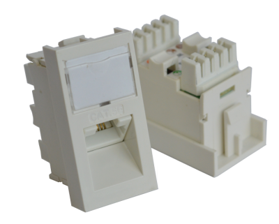 Вставка RJ-45 UTP Cat.5E, 22.5x45 мм угловая, с маркировкой, белая (TWT-SIP-RJ45/A-WH)