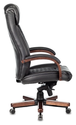 Кресло руководителя Бюрократ T-9924WALNUT черный кожа с подголов. крестовина металл/дерево