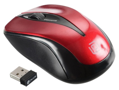 Мышь Оклик 675MW черный/красный оптическая (800dpi) беспроводная USB (2but)