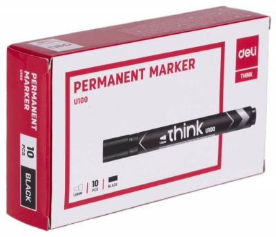 Маркер перманентный Deli EU10020 Think круглый пиш. наконечник 1.5мм черный