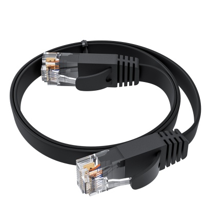 GCR Патч-корд PROF плоский прямой 3.0m, UTP медь кат.6, черный, 30 AWG, ethernet high speed 10 Гбит/с, RJ45, T568B, GCR-52870 Greenconnect RJ45(m) - RJ45(m) Cat. 7 U/UTP PVC 3м (GCR-52870)