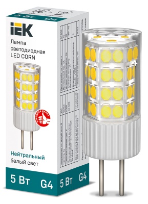 Iek LLE-CORN-5-230-40-G4 Лампа LED CORN капсула 5Вт 230В 4000К керамика G4