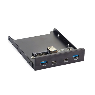 Exegate EX280448RUS Планка USB на переднюю панель Exegate U3H-619, 3,5", 2*USB3.0+2*TypeC, черная, подсоед-е к мат. плат