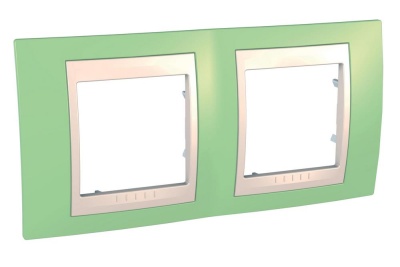 UNICA-Хамелеон Рамка 2 поста зеленое яблоко/бежевая