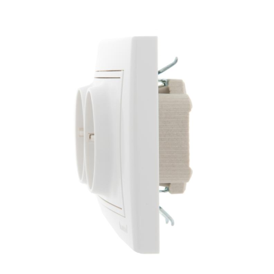 Розетка 2-м СП Mira 16А IP20 с заземл. с бел. вставкой керамика бел. LEZARD 701-0202-127