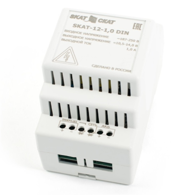 Ибп исполнения din (583) Бастион SKAT-12-1.0 DIN (СКАТ ИБП-12/1-DIN) источник питания 12В 1А пластиковый корпус под DIN рейку 35 мм (SKAT-12-1.0 DIN)